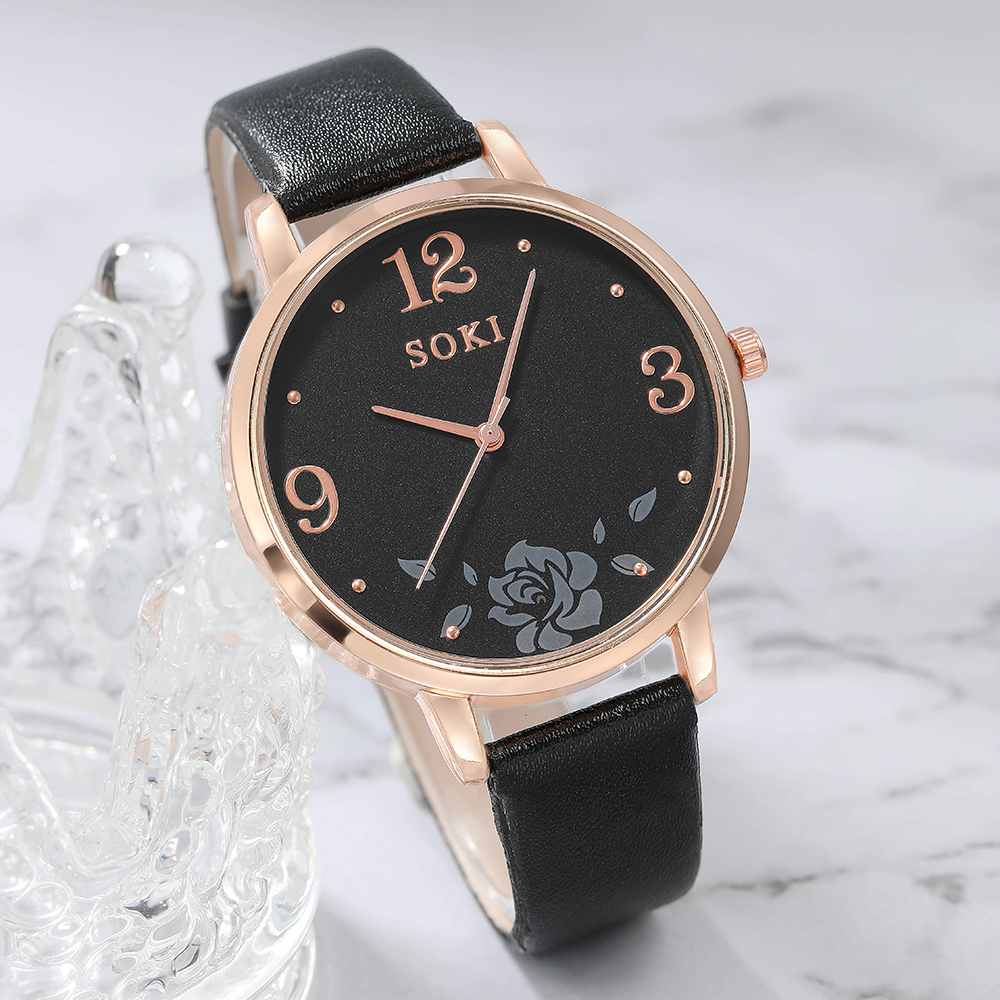 Elegant Flower Buckle Quartz Womenu0027s Watches