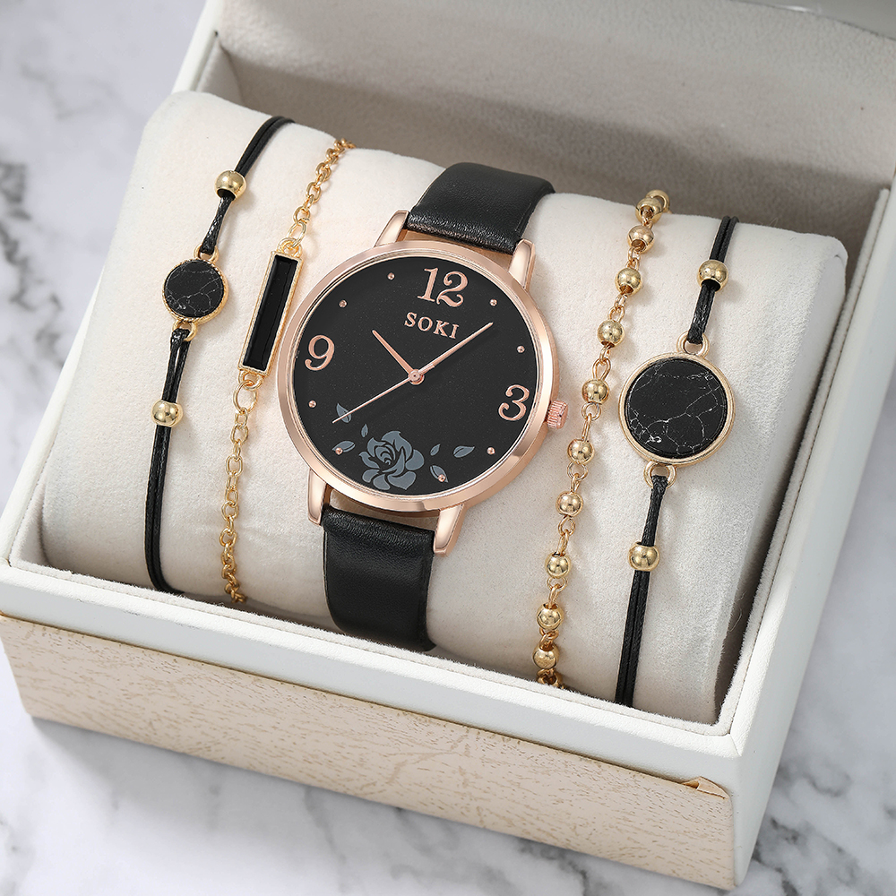Elegant Flower Buckle Quartz Womenu0027s Watches