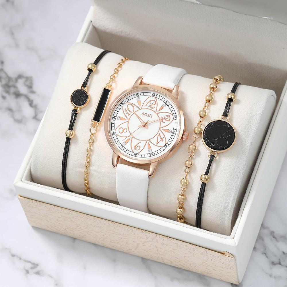 Elegant Flower Buckle Quartz Womenu0027s Watches