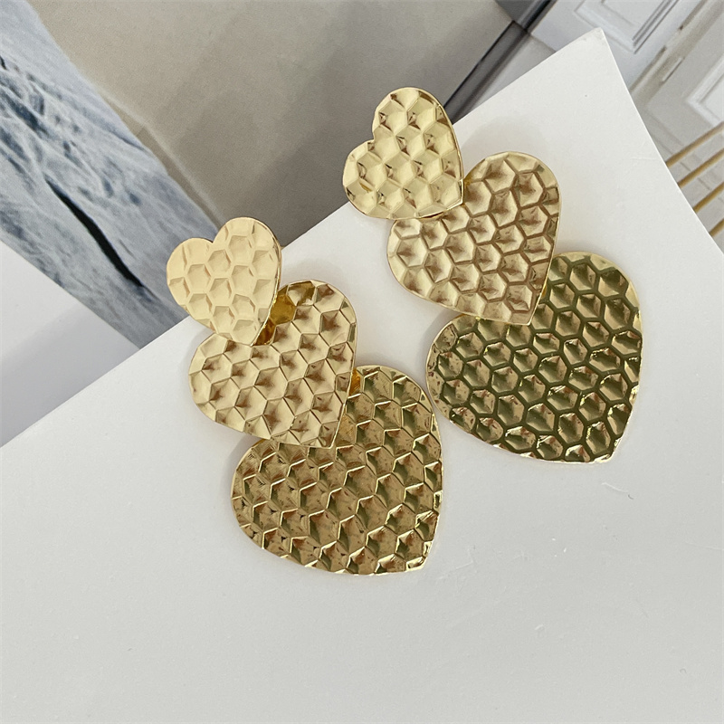 Classic Style Hexagon Heart Shape Metal Plating Womenu0027S Drop Earrings 1 Pair