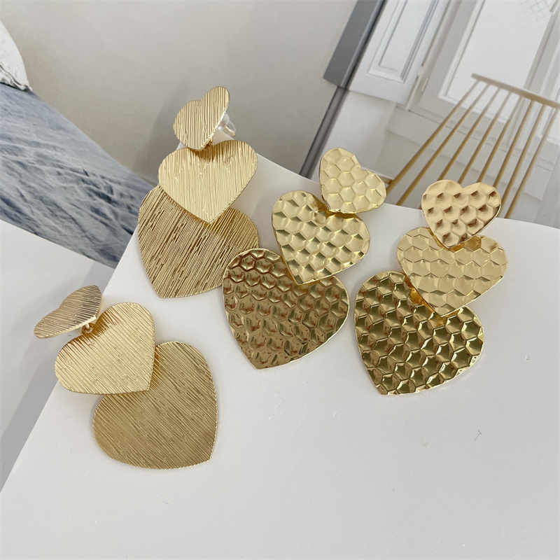 Classic Style Hexagon Heart Shape Metal Plating Womenu0027S Drop Earrings 1 Pair