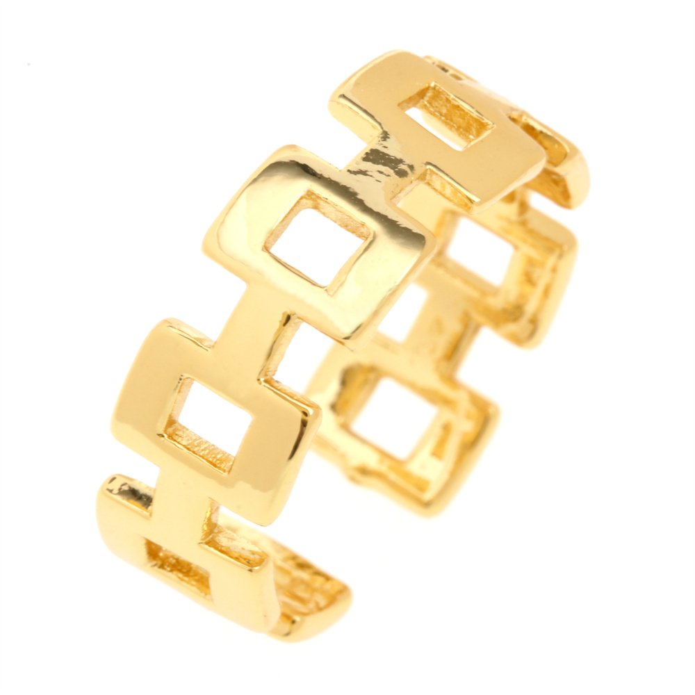 Hip-Hop Star Moon Snake Copper Gold Plated Zircon Open Ring 1 Piece