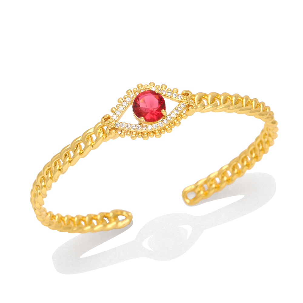 Fashion Devilu0027S Eye Copper Gold Plated Zircon Bangle 1 Piece