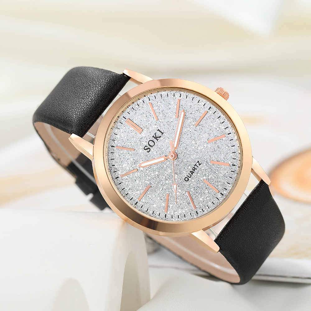 Elegant Solid Color Buckle Quartz Womenu0027s Watches