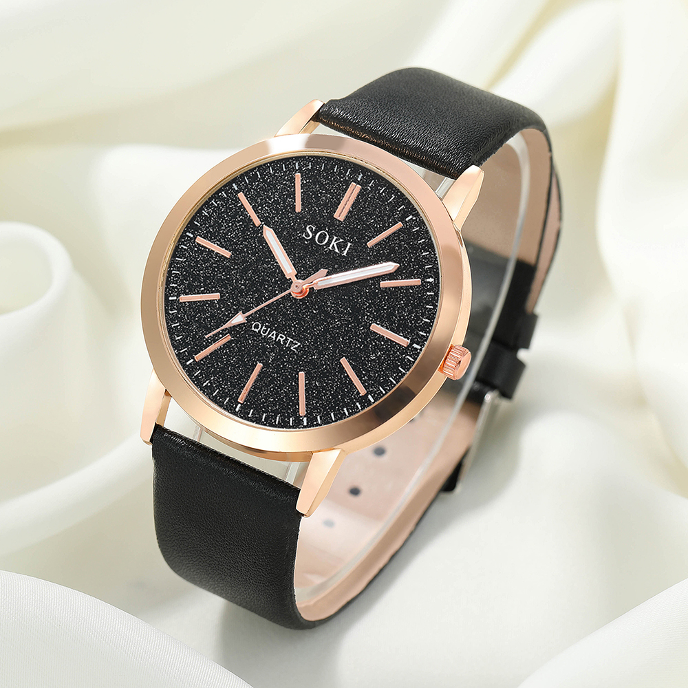 Elegant Solid Color Buckle Quartz Womenu0027s Watches