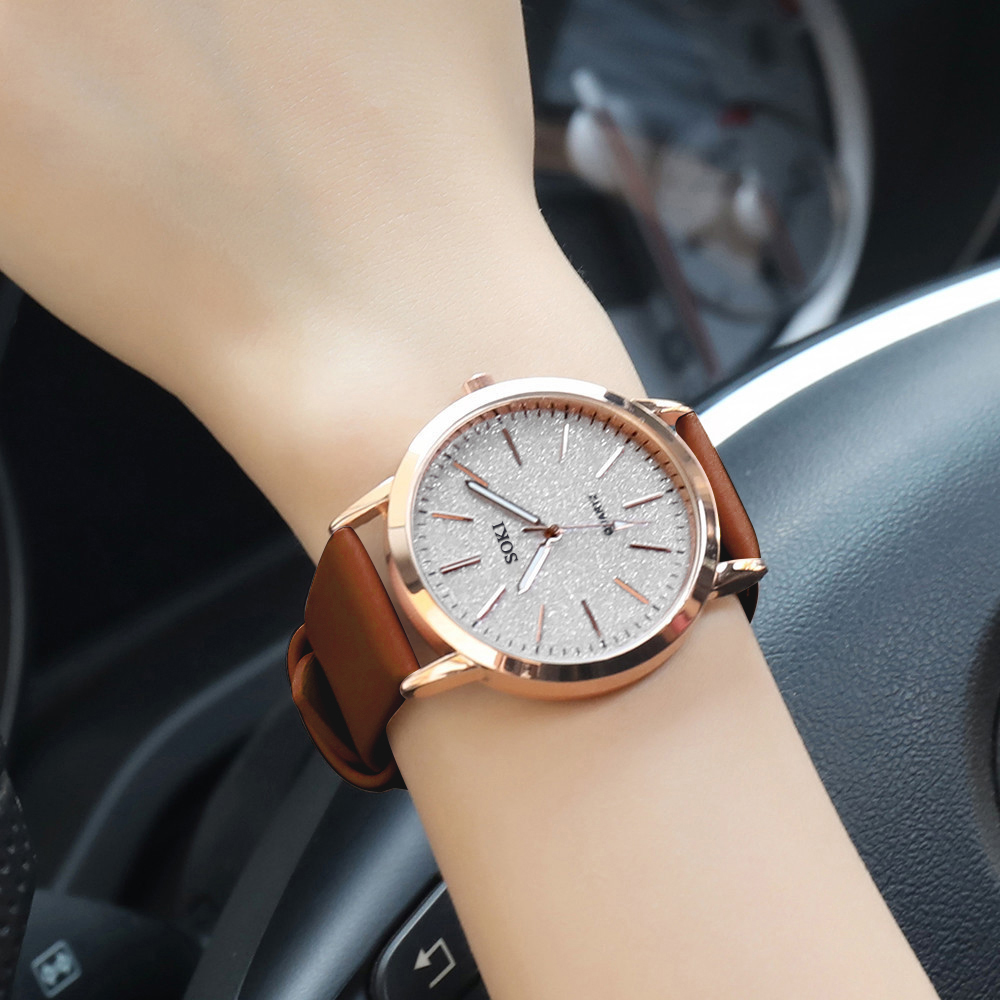 Elegant Solid Color Buckle Quartz Womenu0027s Watches