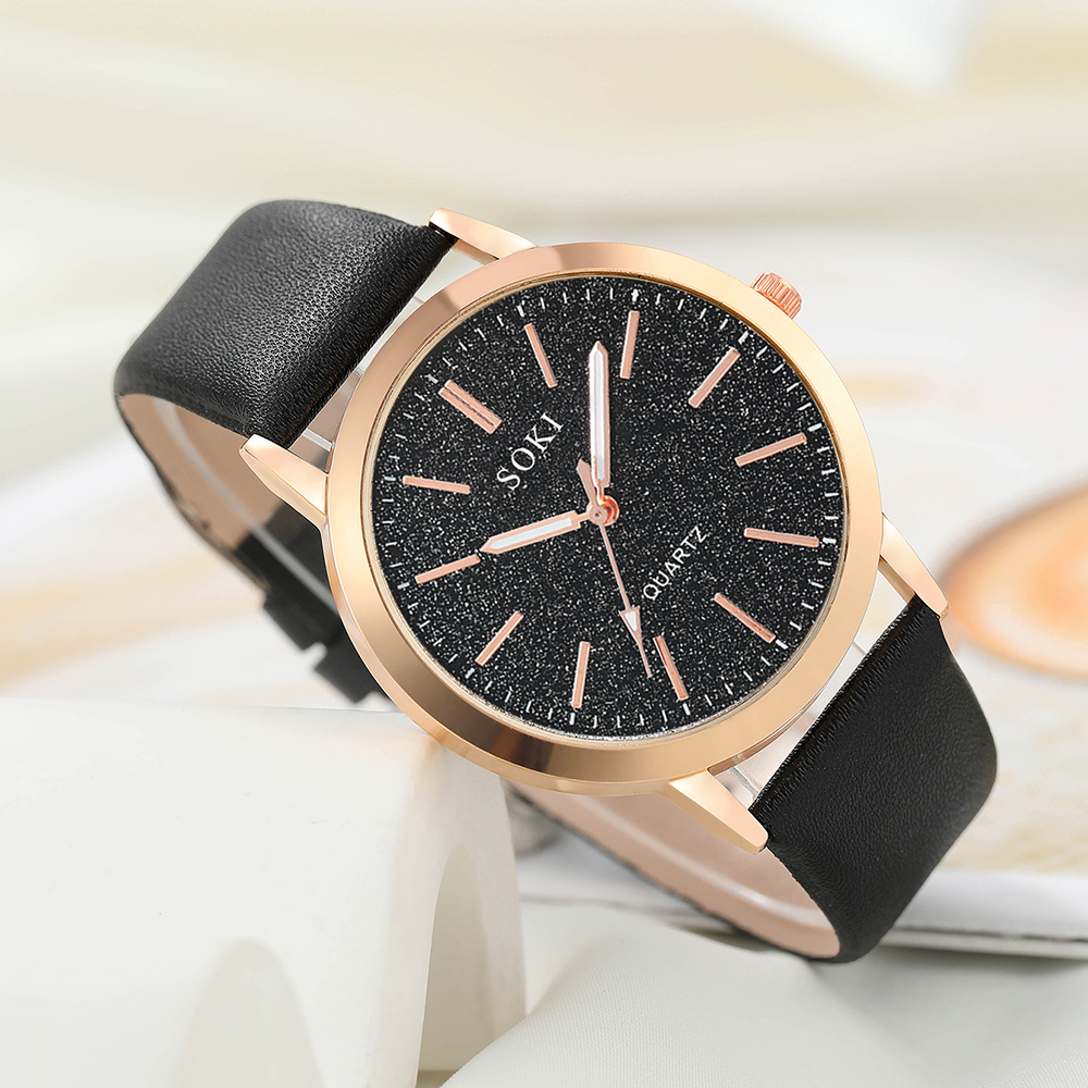 Elegant Solid Color Buckle Quartz Womenu0027s Watches