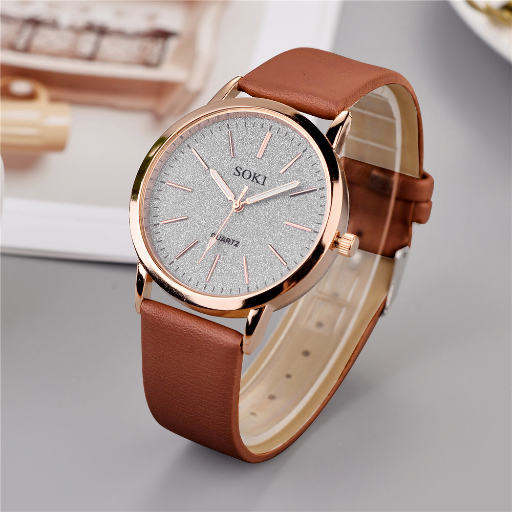 Elegant Solid Color Buckle Quartz Womenu0027s Watches