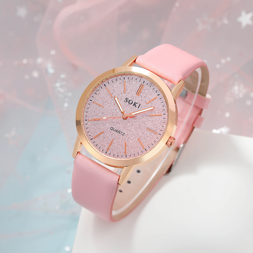 Elegant Solid Color Buckle Quartz Womenu0027s Watches
