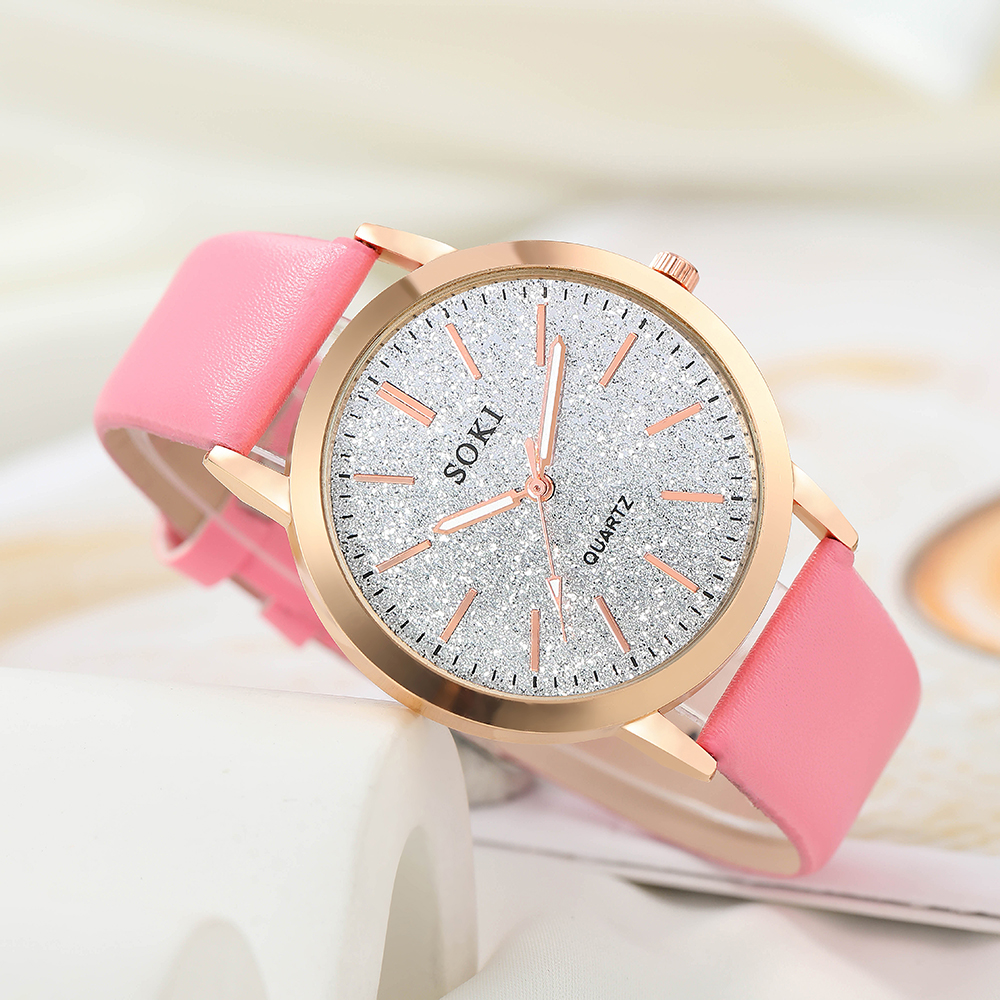 Elegant Solid Color Buckle Quartz Womenu0027s Watches