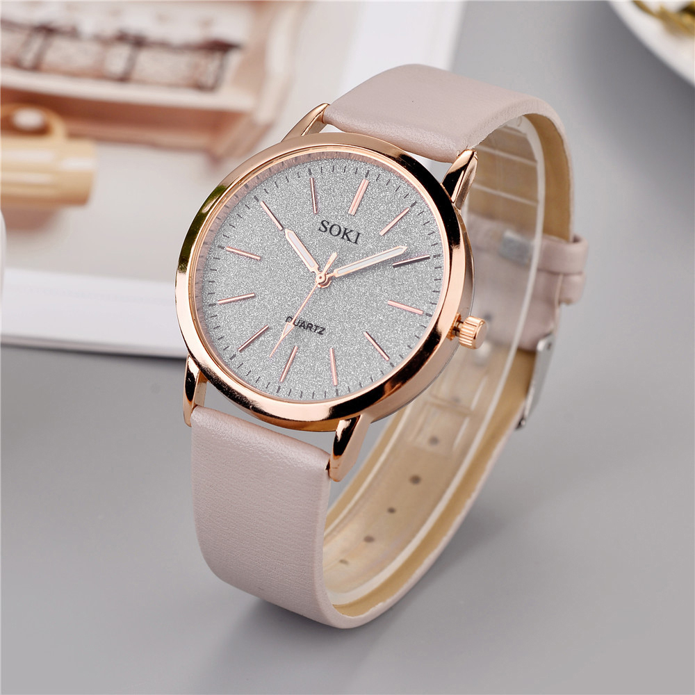 Elegant Solid Color Buckle Quartz Womenu0027s Watches