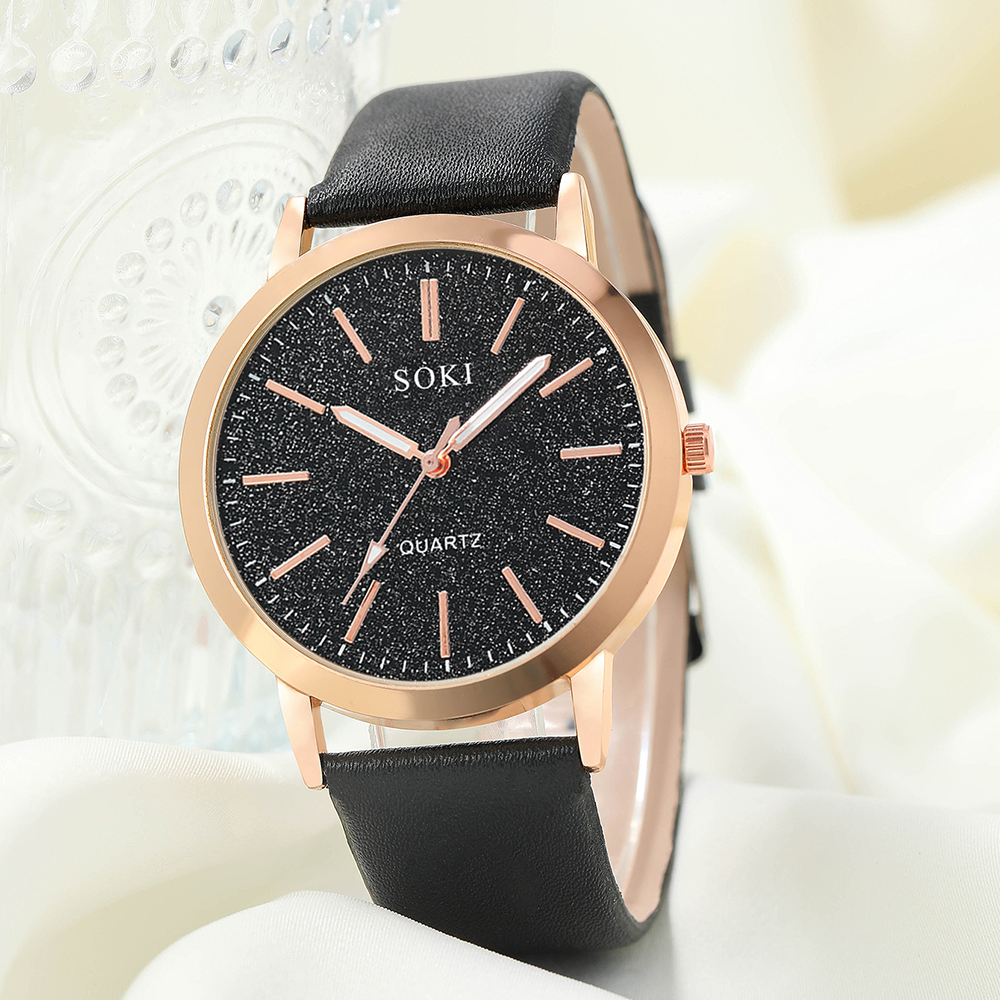Elegant Solid Color Buckle Quartz Womenu0027s Watches