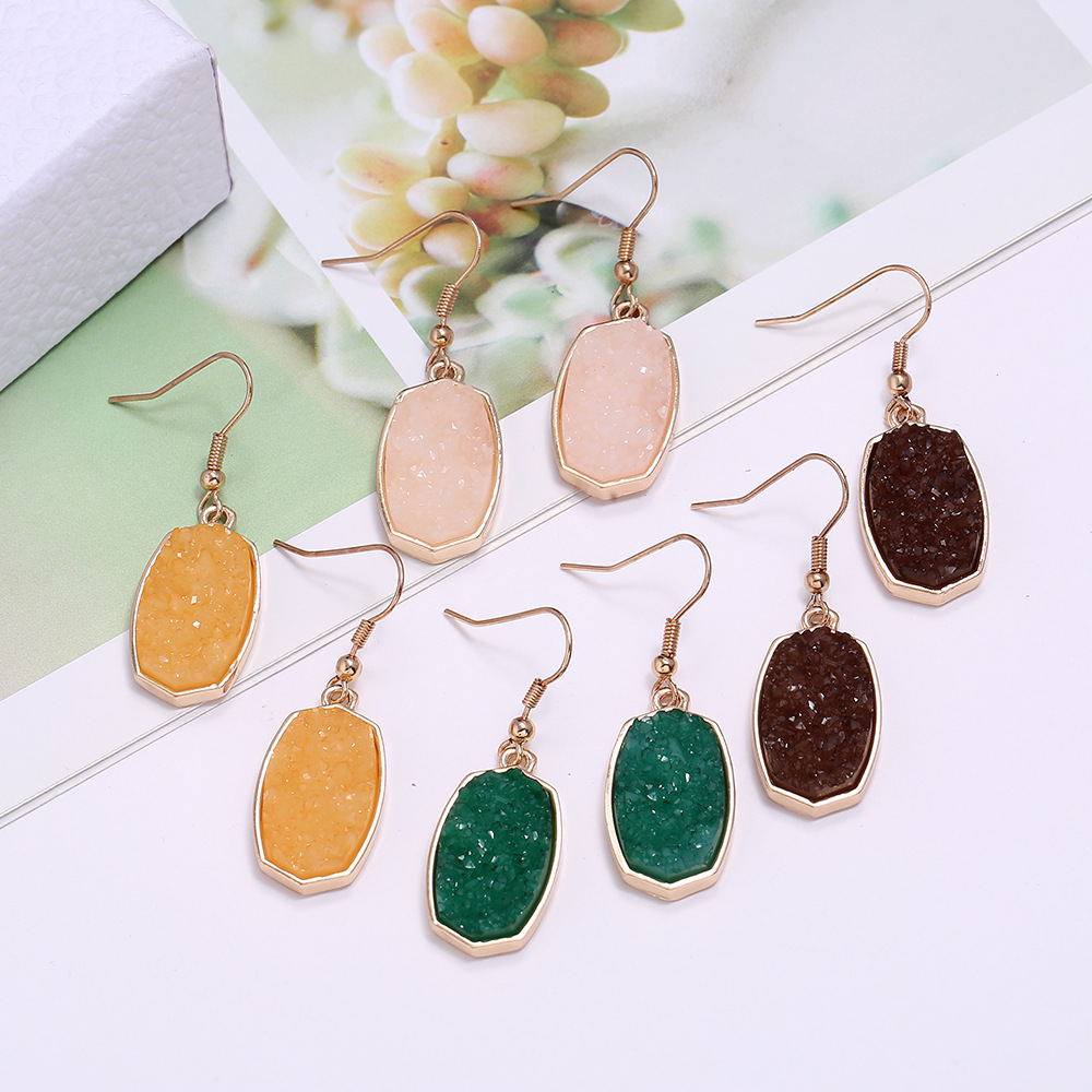 Elegant Geometric Alloy Plating Resin Womenu0027S Drop Earrings 1 Pair