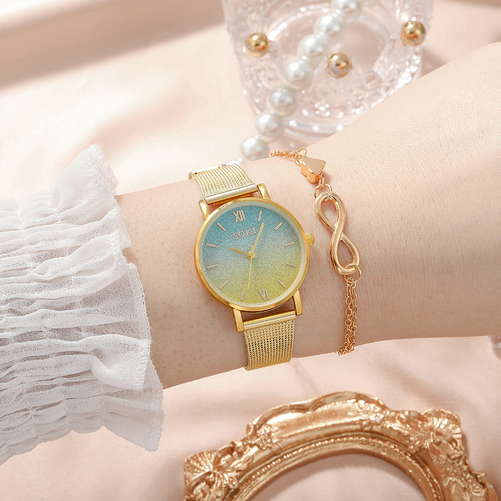 Fashion Gradient Color Buckle Quartz Womenu0027s Watches