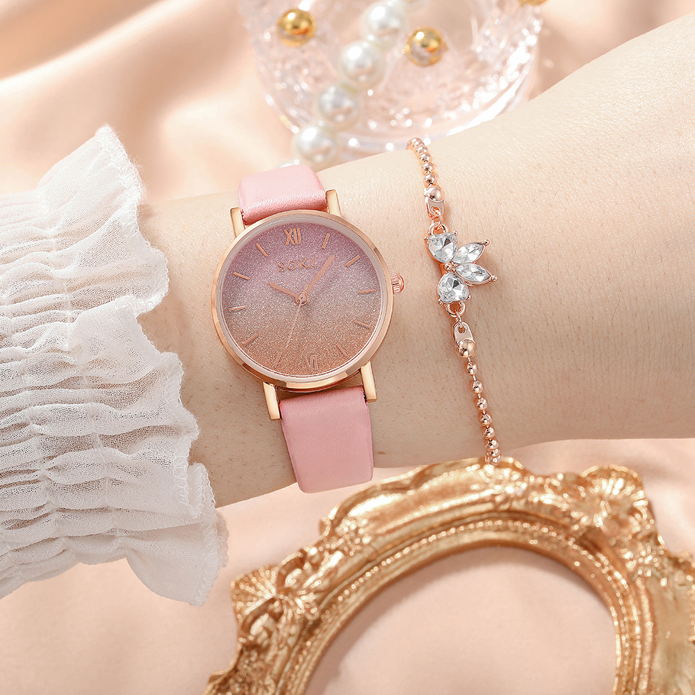 Elegant Gradient Color Buckle Quartz Womenu0027s Watches