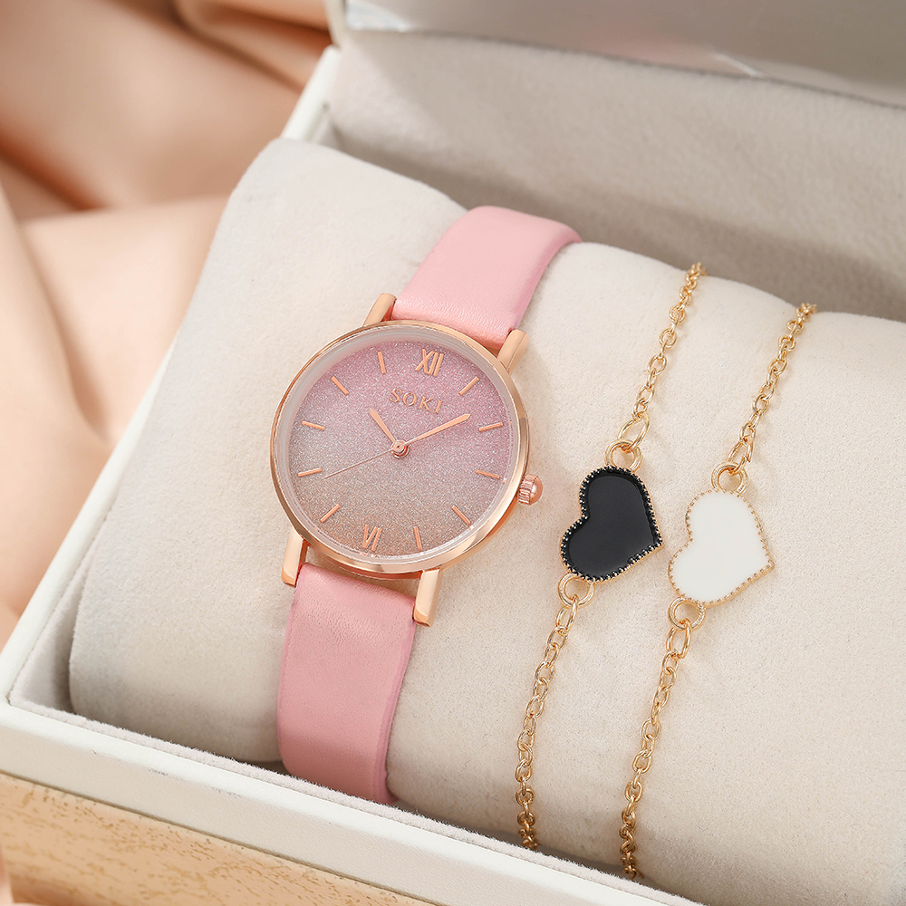 Elegant Gradient Color Buckle Quartz Womenu0027s Watches