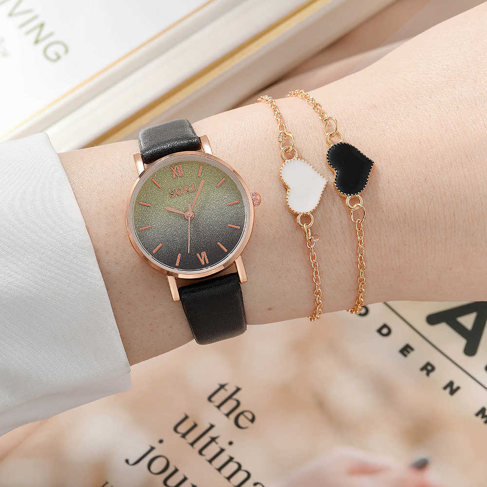 Elegant Gradient Color Buckle Quartz Womenu0027s Watches