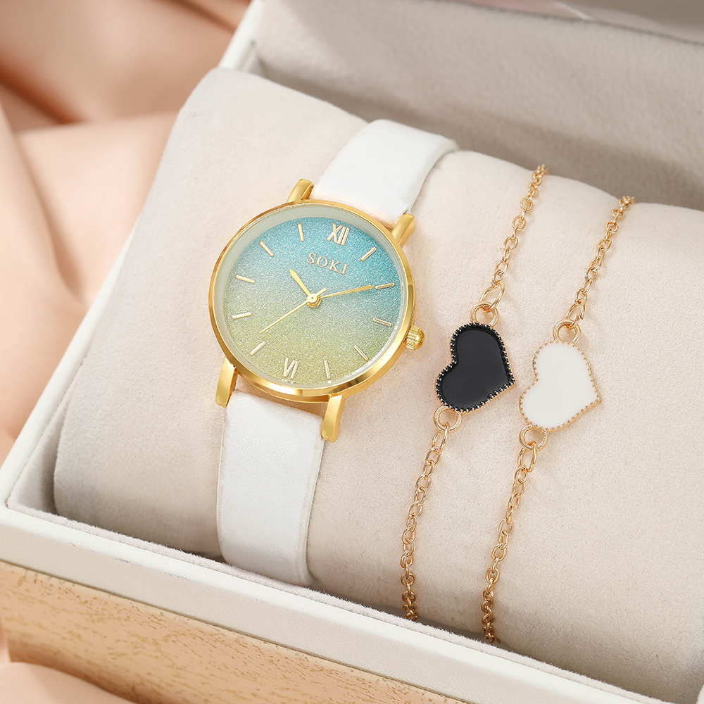 Elegant Gradient Color Buckle Quartz Womenu0027s Watches