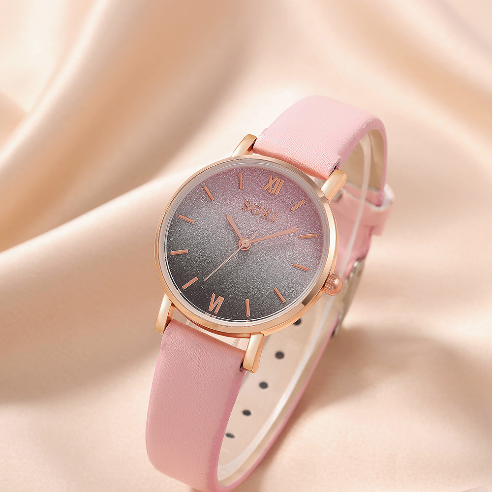 Elegant Gradient Color Buckle Quartz Womenu0027s Watches