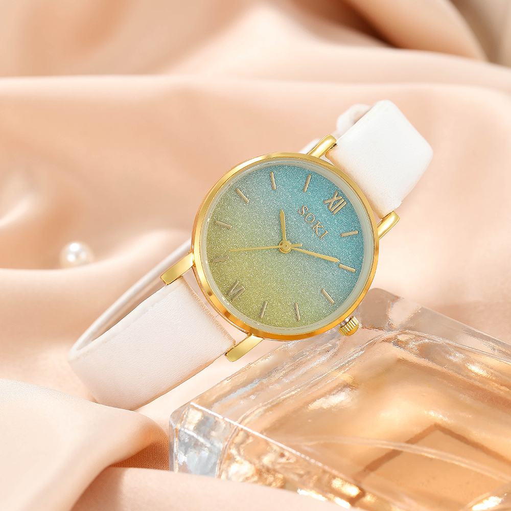 Elegant Gradient Color Buckle Quartz Womenu0027s Watches
