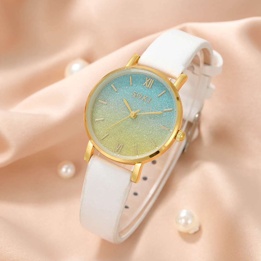 Elegant Gradient Color Buckle Quartz Womenu0027s Watches