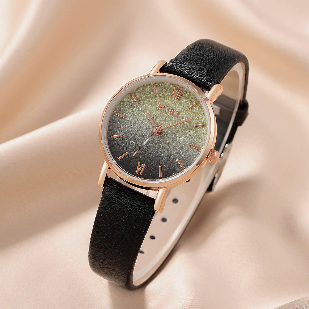 Elegant Gradient Color Buckle Quartz Womenu0027s Watches