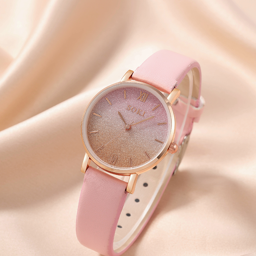 Elegant Gradient Color Buckle Quartz Womenu0027s Watches