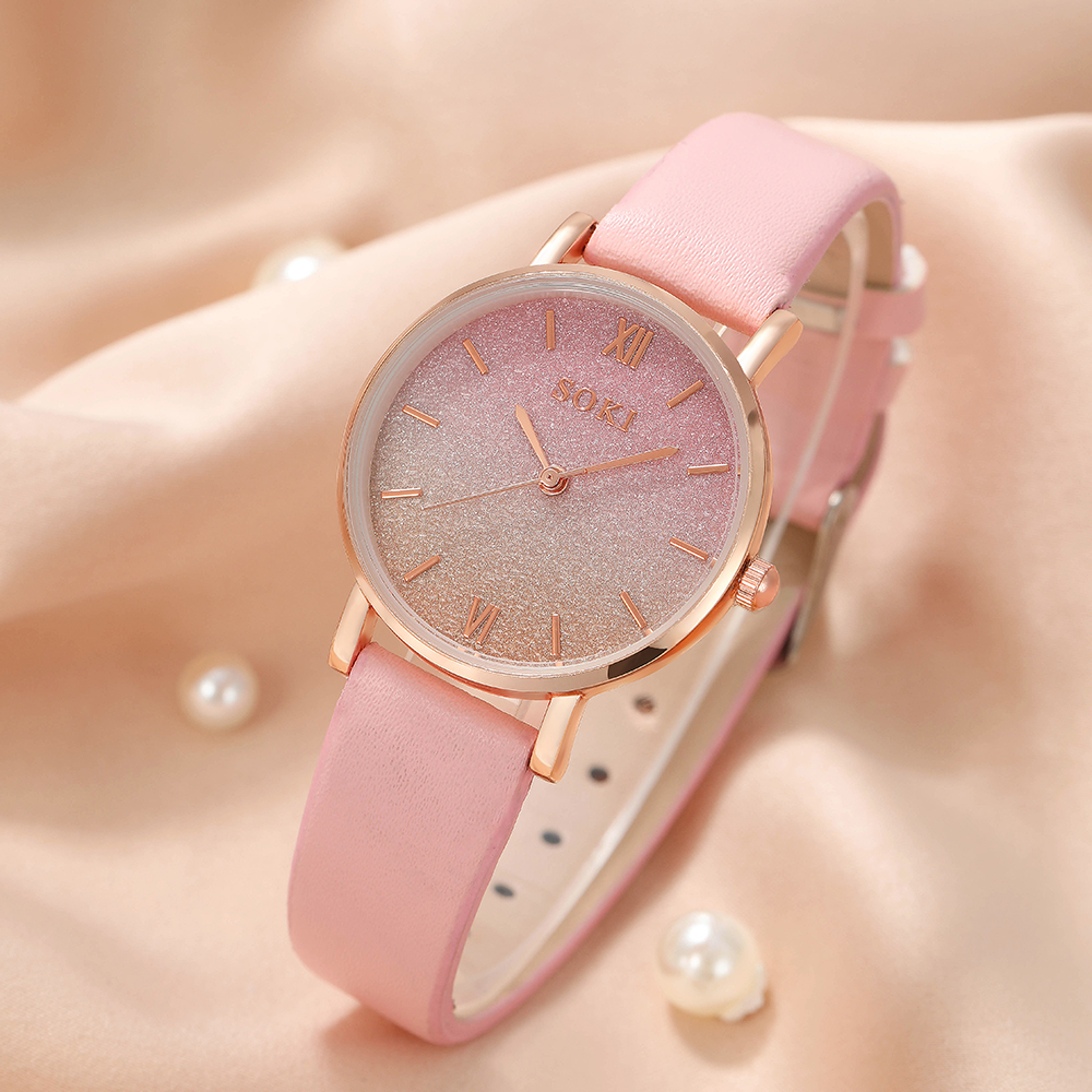 Elegant Gradient Color Buckle Quartz Womenu0027s Watches
