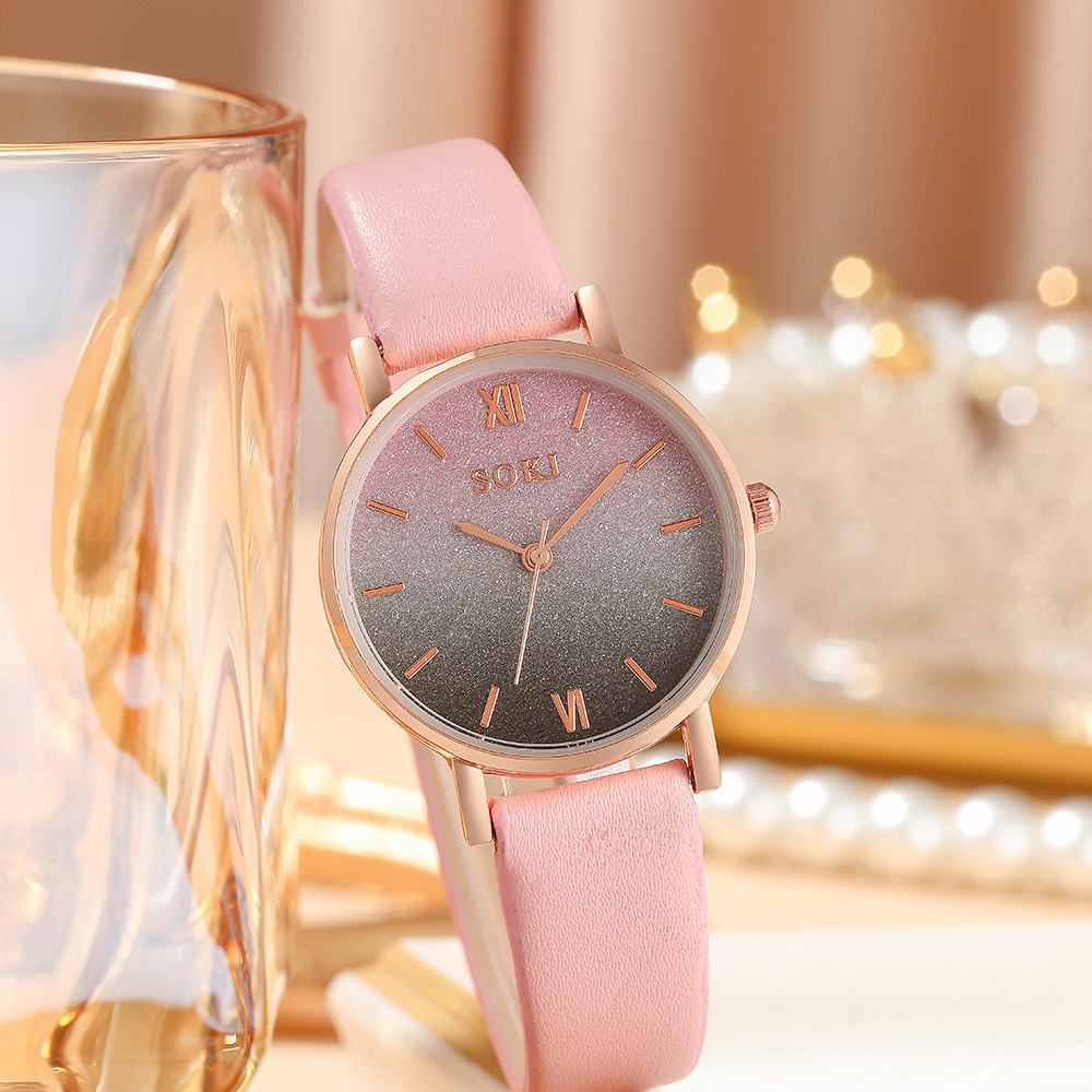 Elegant Gradient Color Buckle Quartz Womenu0027s Watches