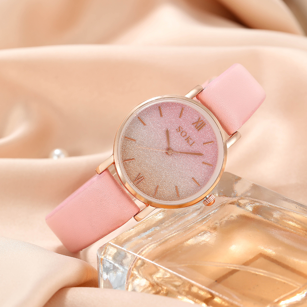 Elegant Gradient Color Buckle Quartz Womenu0027s Watches