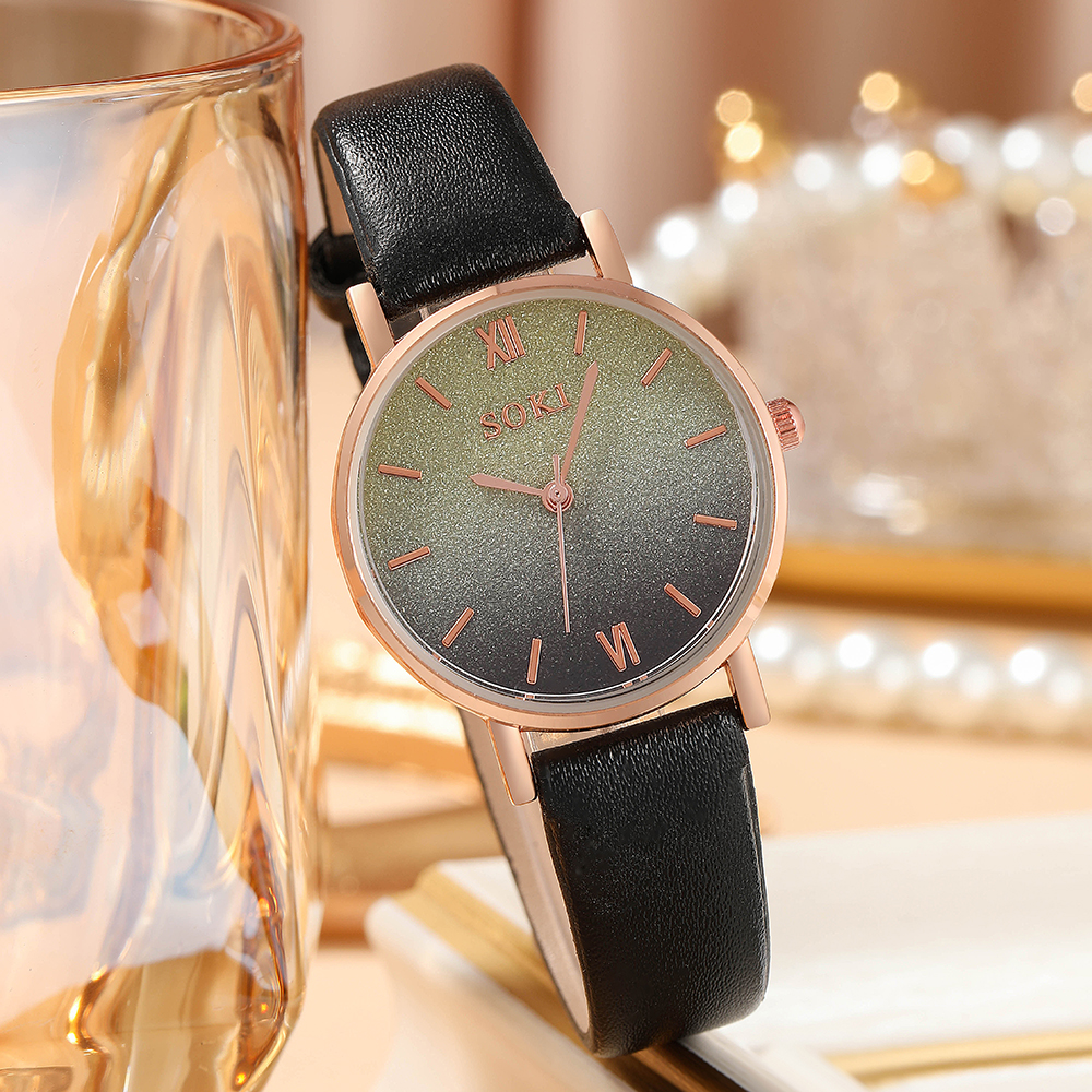 Elegant Gradient Color Buckle Quartz Womenu0027s Watches