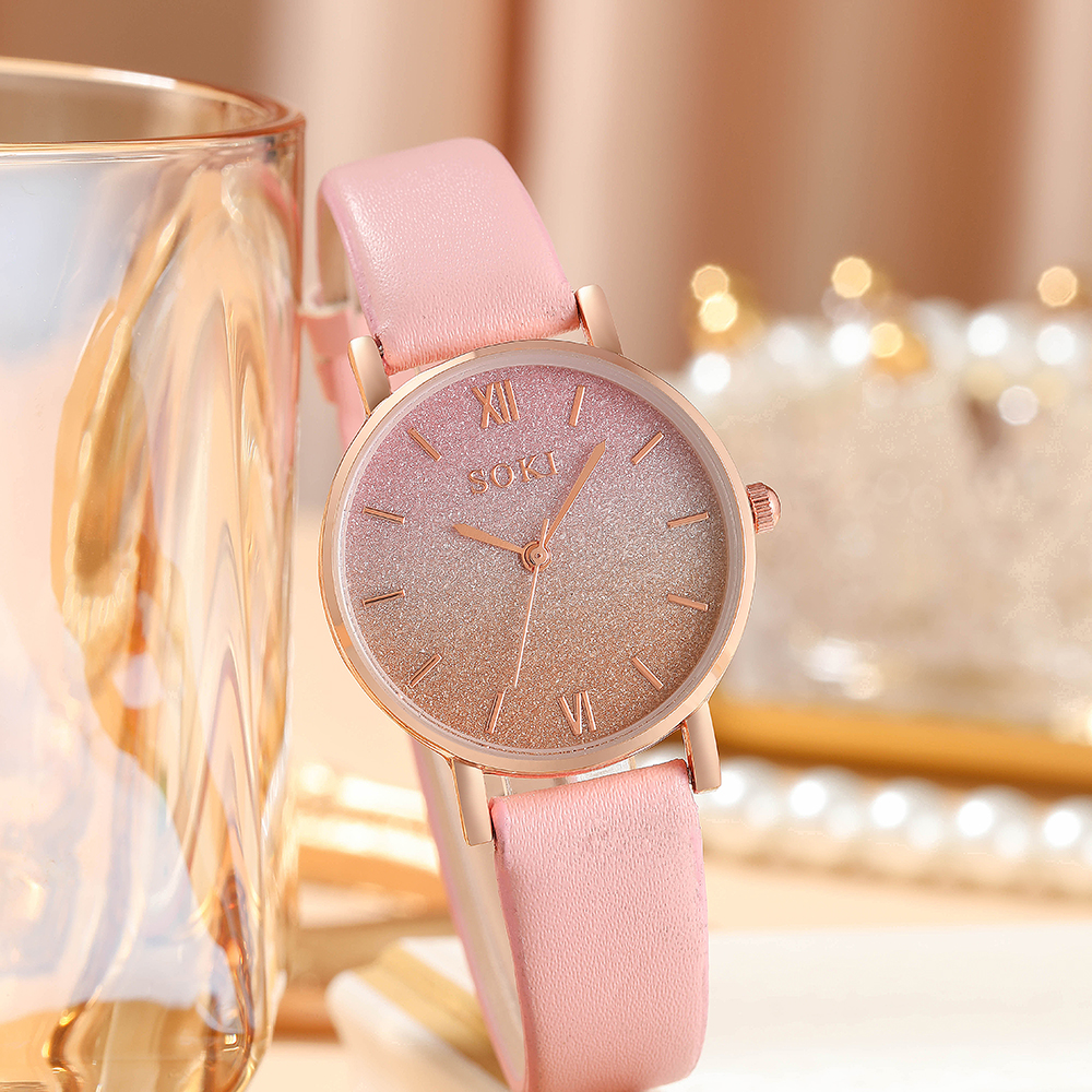 Elegant Gradient Color Buckle Quartz Womenu0027s Watches