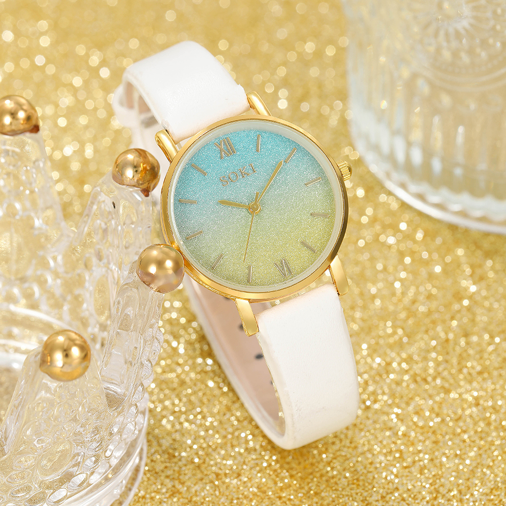 Elegant Gradient Color Buckle Quartz Womenu0027s Watches