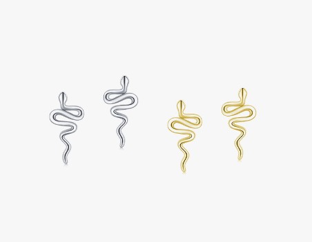 Cool Style Snake Silver Polishing Ear Studs 1 Pair