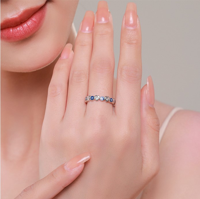 Fashion Eye Silver Patchwork Inlay Zircon Rings 1 Piece