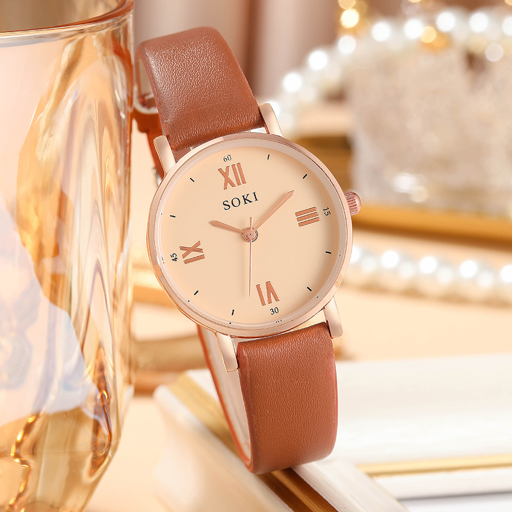 Elegant Solid Color Buckle Quartz Womenu0027s Watches