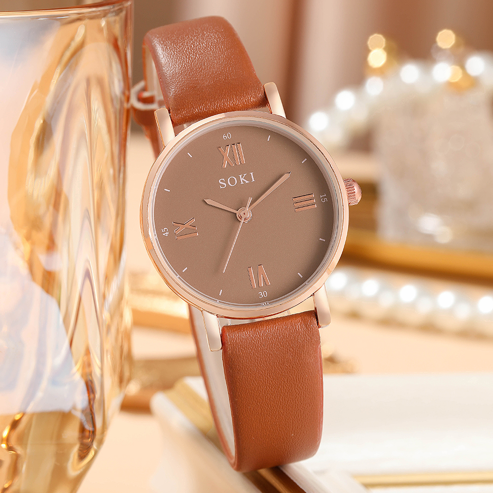 Elegant Solid Color Buckle Quartz Womenu0027s Watches
