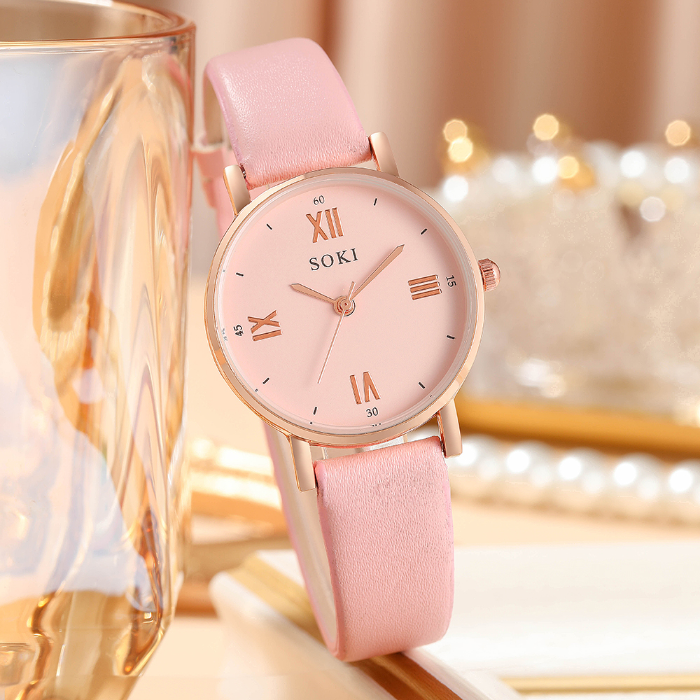 Elegant Solid Color Buckle Quartz Womenu0027s Watches