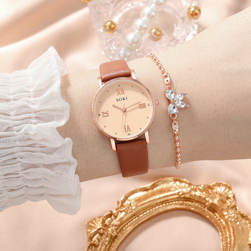 Elegant Solid Color Buckle Quartz Womenu0027s Watches