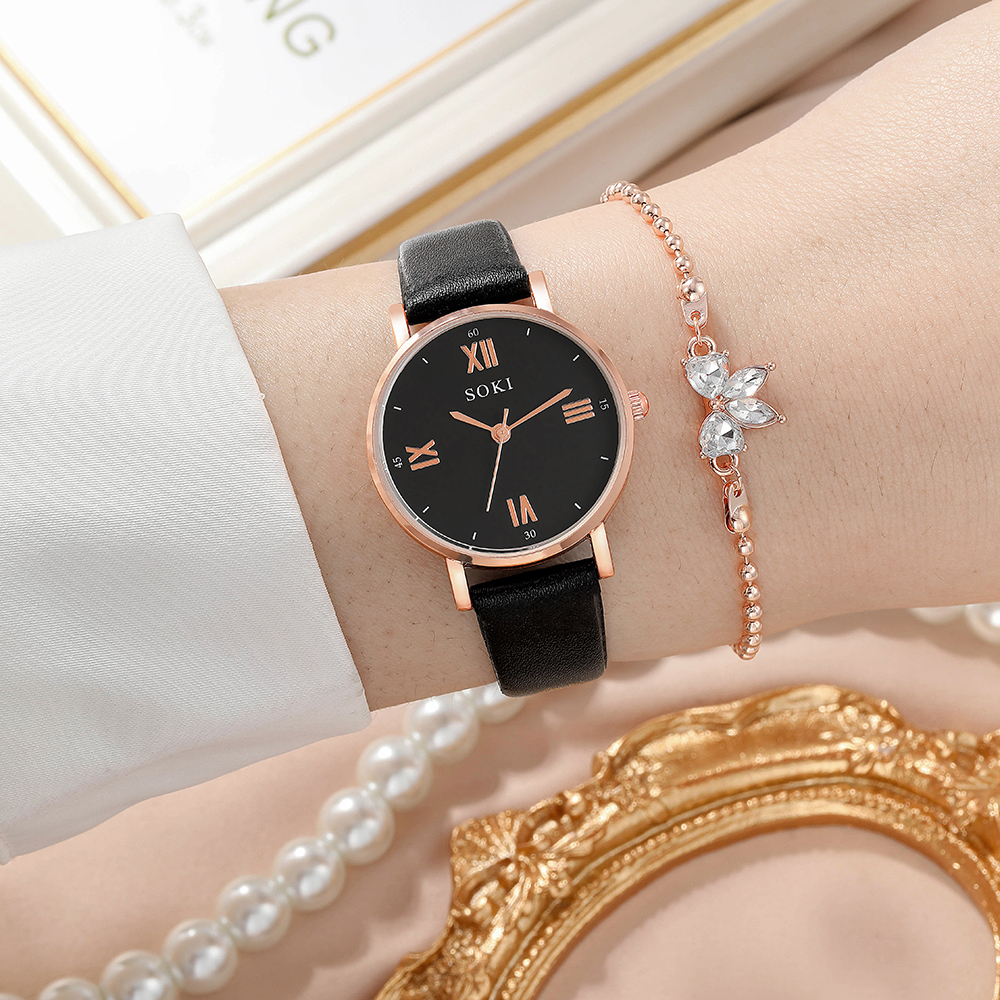 Elegant Solid Color Buckle Quartz Womenu0027s Watches