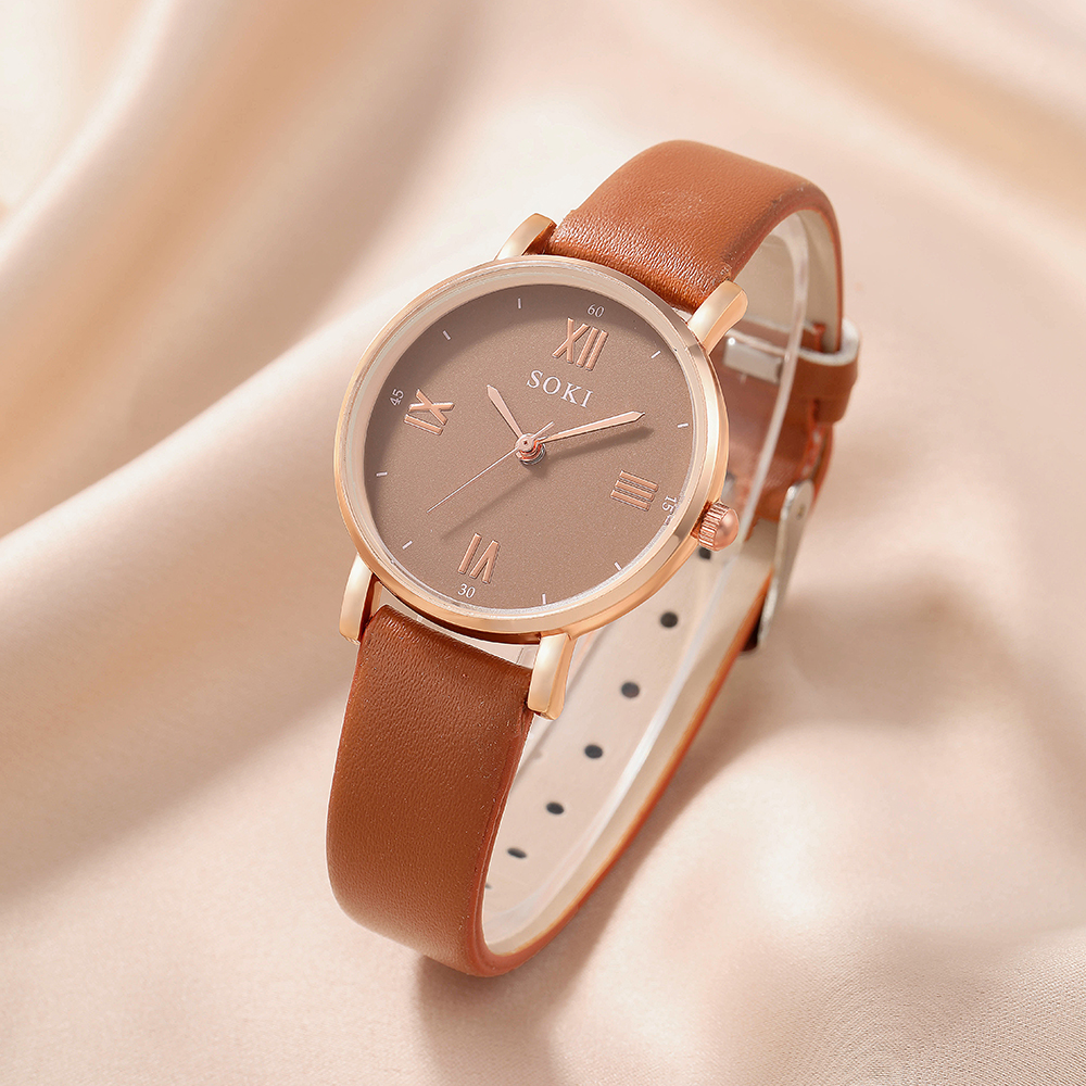 Elegant Solid Color Buckle Quartz Womenu0027s Watches