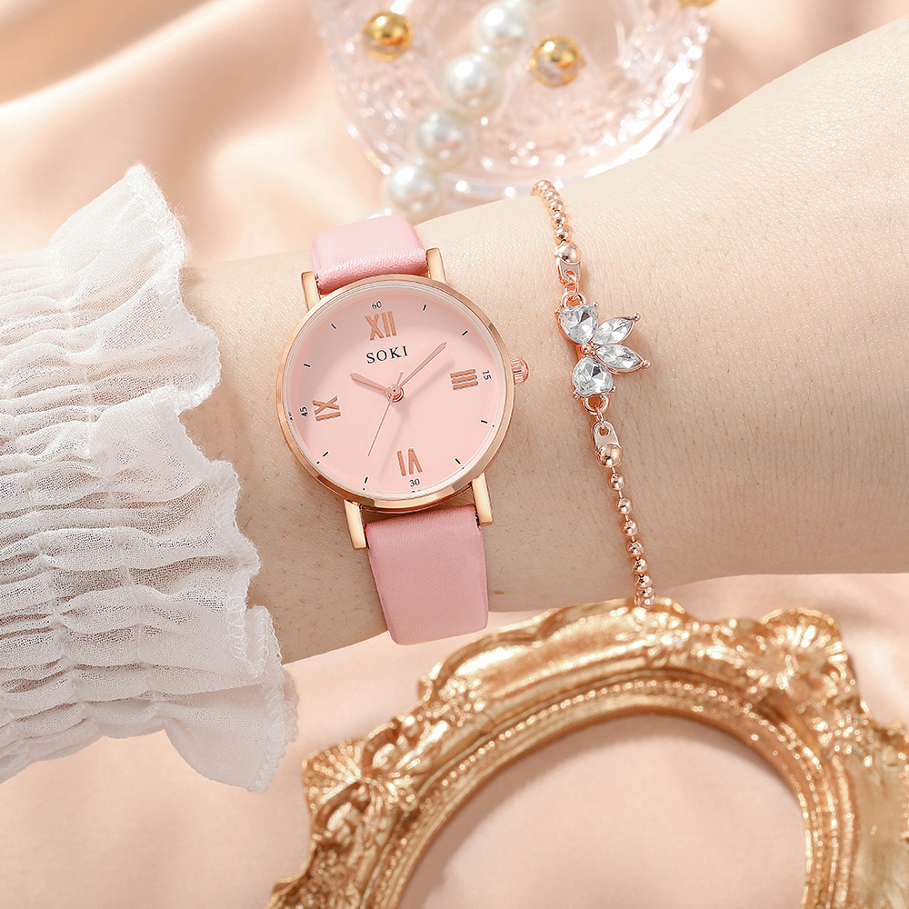 Elegant Solid Color Buckle Quartz Womenu0027s Watches
