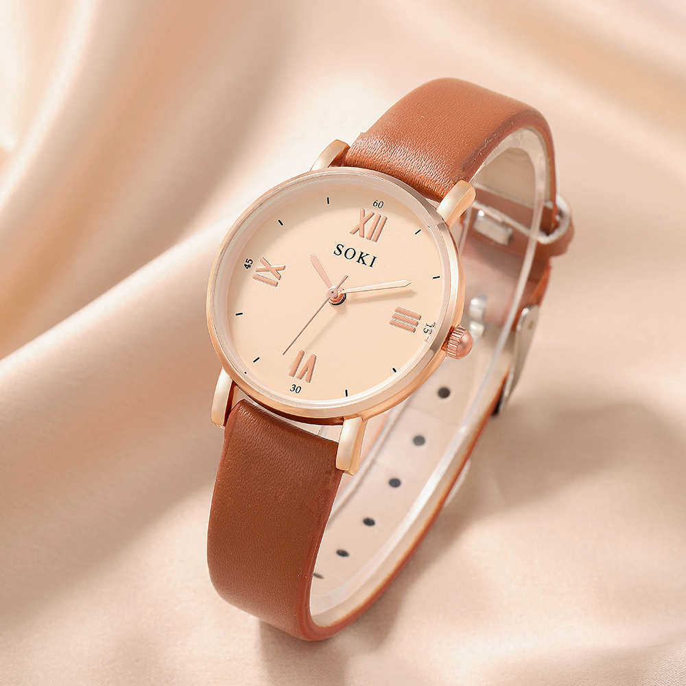 Elegant Solid Color Buckle Quartz Womenu0027s Watches