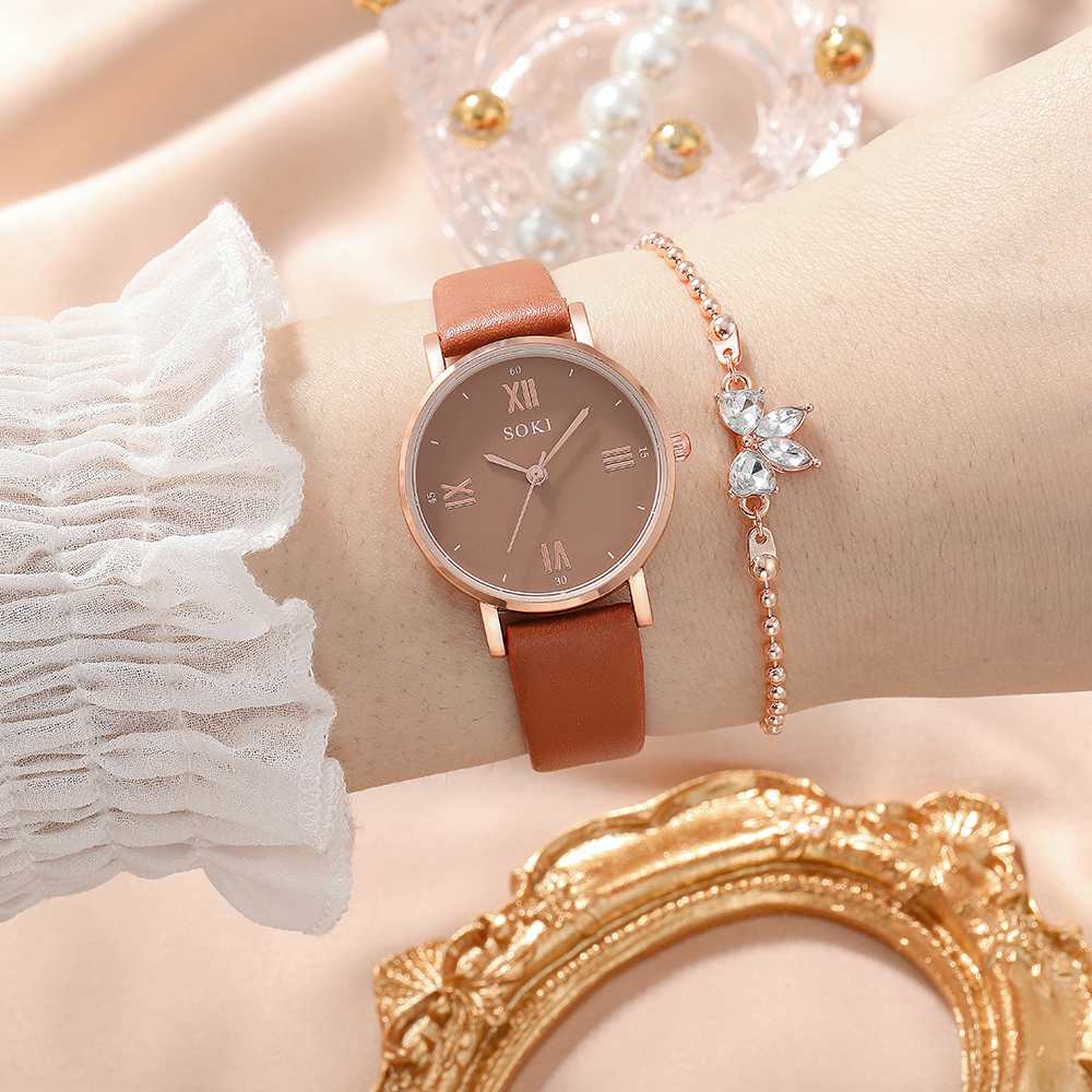 Elegant Solid Color Buckle Quartz Womenu0027s Watches