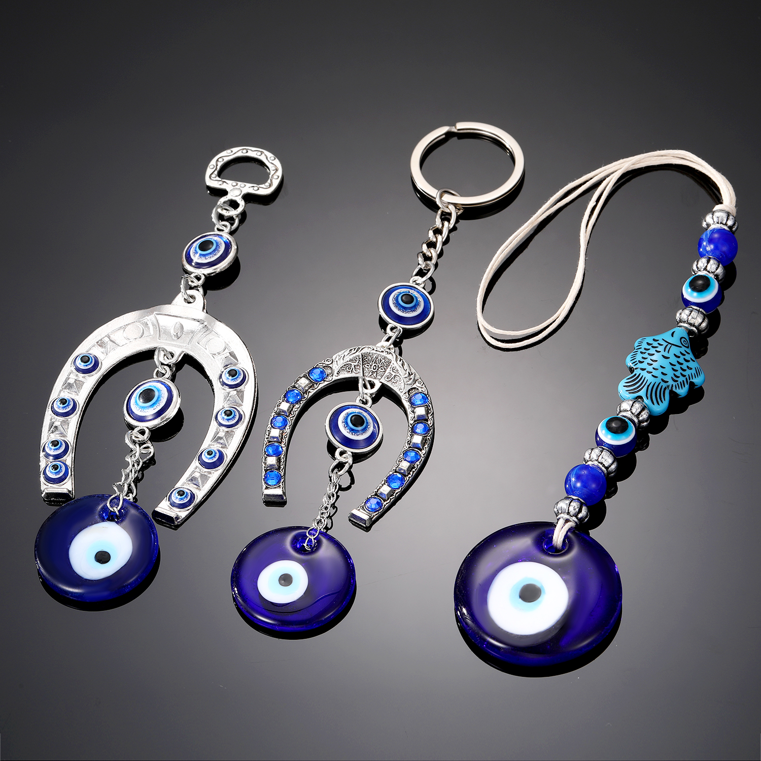 Vintage Style Eye Alloy Resin Inlay Rhinestones Unisex Keychain 1 Piece