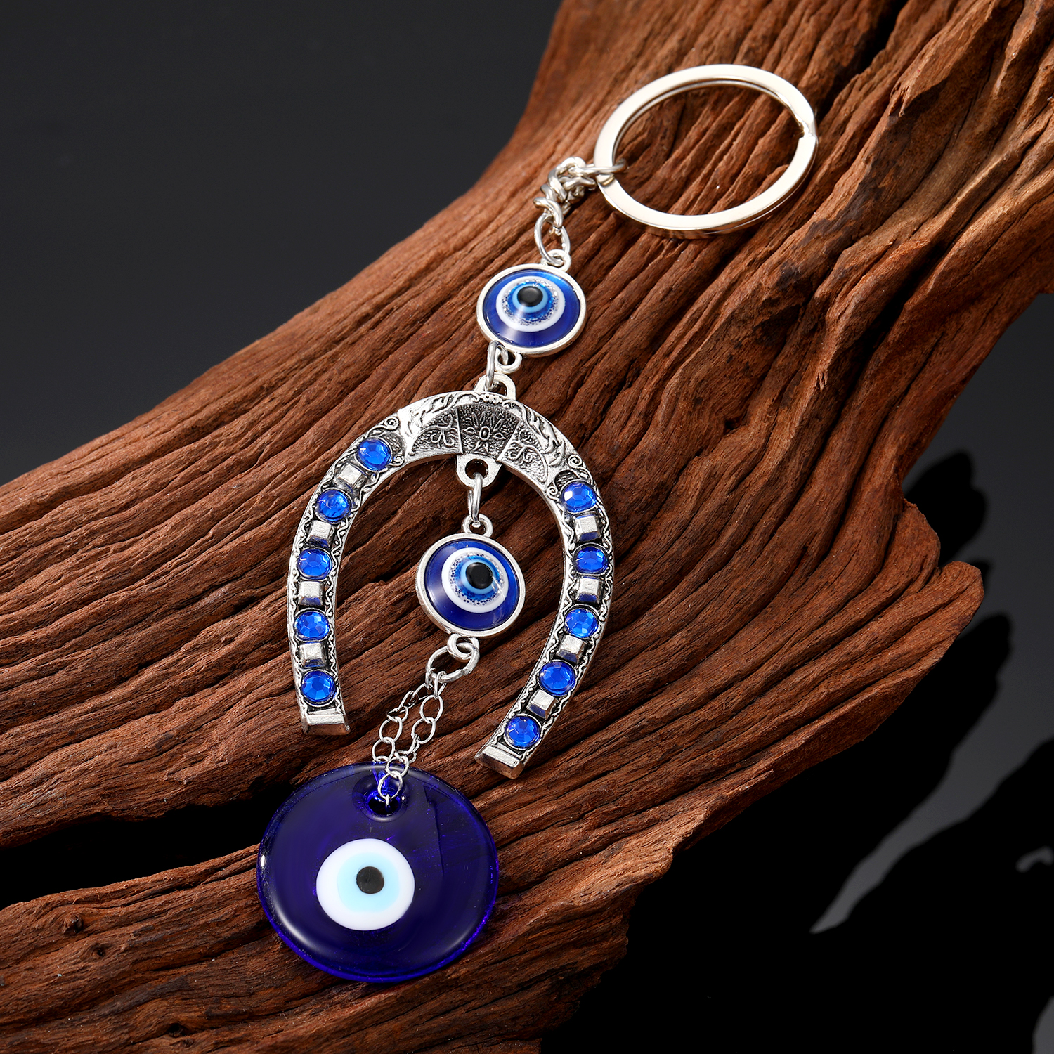 Vintage Style Eye Alloy Resin Inlay Rhinestones Unisex Keychain 1 Piece