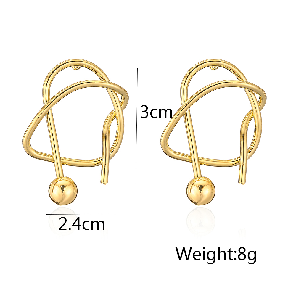 Fashion Geometric Copper Gold Plated Ear Studs 1 Pair