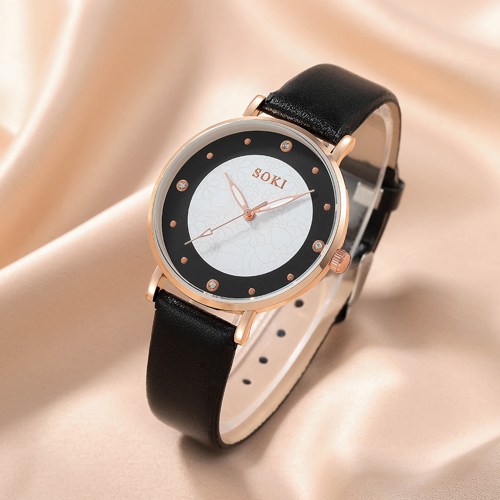 Elegant Flower Buckle Quartz Womenu0027s Watches