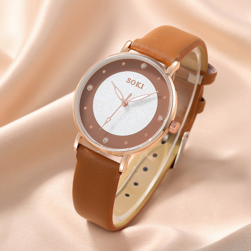 Elegant Flower Buckle Quartz Womenu0027s Watches