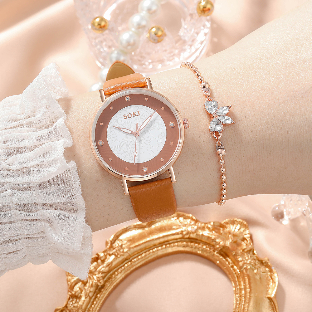 Elegant Flower Buckle Quartz Womenu0027s Watches